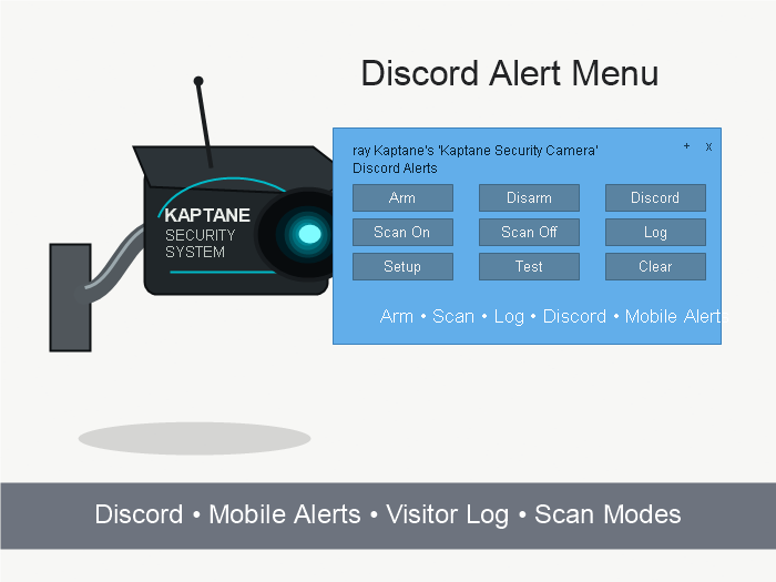 Kaptane Security Camera v1.5 discord alert menu poster